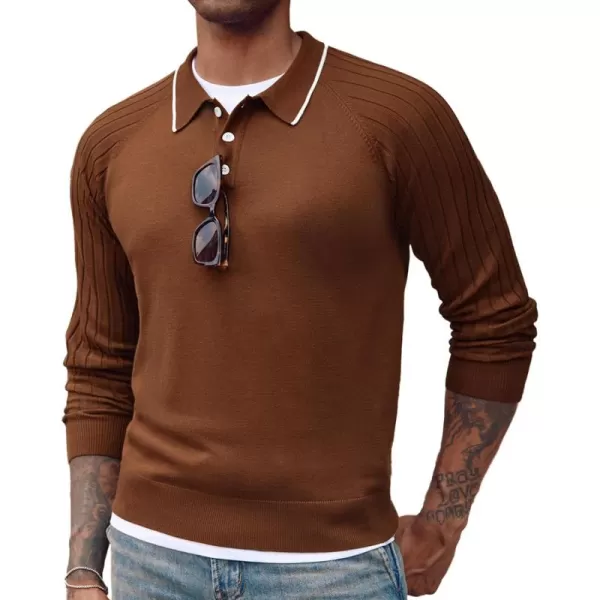 PJ PAUL JONES Men's Pullover Sweater Casual Raglan Sleeves Knit Polo Sweater