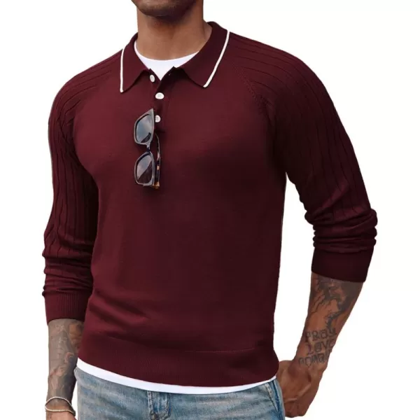 PJ PAUL JONES Men's Pullover Sweater Casual Raglan Sleeves Knit Polo Sweater