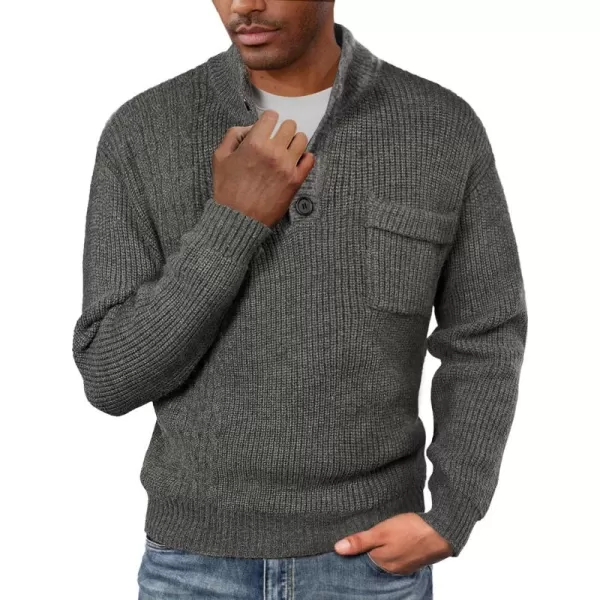 PJ PAUL JONES Men's Quarter Button Sweaters Casual Stand Collar Thermal Cable Knit Pullover Sweater