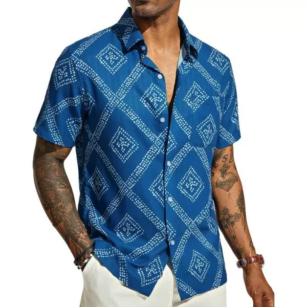 PJ PAUL JONES Mens Shirt Short Sleeve Button Down Tropical Shirts Casual Summer Beach Shirt with Chest Pocket