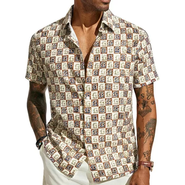 PJ PAUL JONES Mens Shirt Short Sleeve Button Down Tropical Shirts Casual Summer Beach Shirt with Chest Pocket