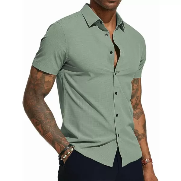 PJ PAUL JONES Mens Short Sleeve Button Down Shirts Wrinkle Free Stretch Dress Shirts for Men Casual Formal Shirt