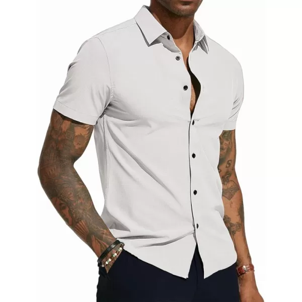 PJ PAUL JONES Mens Short Sleeve Button Down Shirts Wrinkle Free Stretch Dress Shirts for Men Casual Formal Shirt