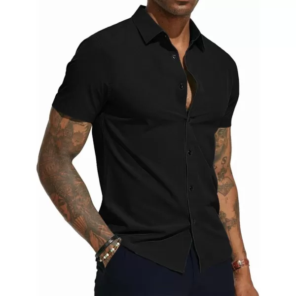 PJ PAUL JONES Mens Short Sleeve Button Down Shirts Wrinkle Free Stretch Dress Shirts for Men Casual Formal Shirt