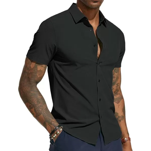 PJ PAUL JONES Mens Short Sleeve Button Down Shirts Wrinkle Free Stretch Dress Shirts for Men Casual Formal Shirt