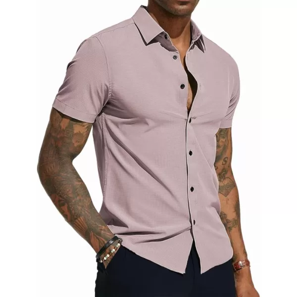 PJ PAUL JONES Mens Short Sleeve Button Down Shirts Wrinkle Free Stretch Dress Shirts for Men Casual Formal Shirt