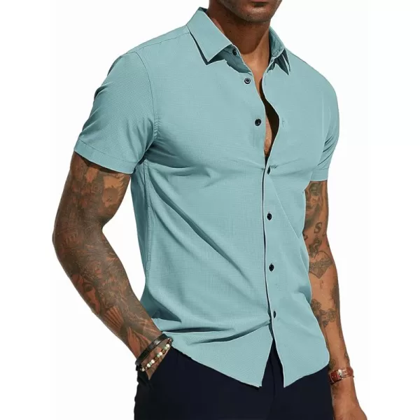 PJ PAUL JONES Mens Short Sleeve Button Down Shirts Wrinkle Free Stretch Dress Shirts for Men Casual Formal Shirt