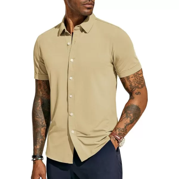 PJ PAUL JONES Mens Short Sleeve Casual Button Down Shirts 4-Way Stretch Travel Dress Shirt