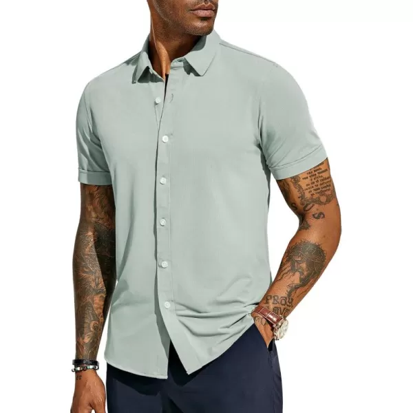 PJ PAUL JONES Mens Short Sleeve Casual Button Down Shirts 4-Way Stretch Travel Dress Shirt