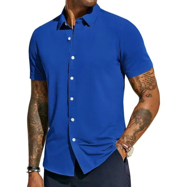 PJ PAUL JONES Mens Short Sleeve Casual Button Down Shirts 4-Way Stretch Travel Dress Shirt