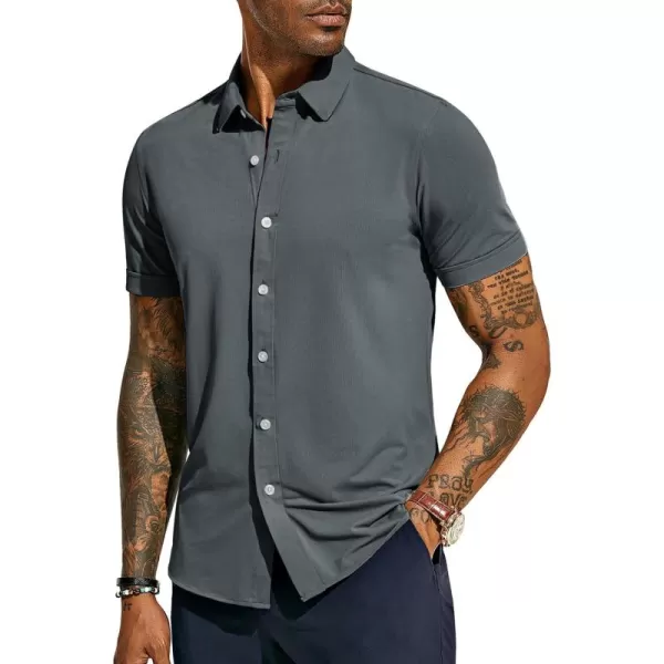 PJ PAUL JONES Mens Short Sleeve Casual Button Down Shirts 4-Way Stretch Travel Dress Shirt