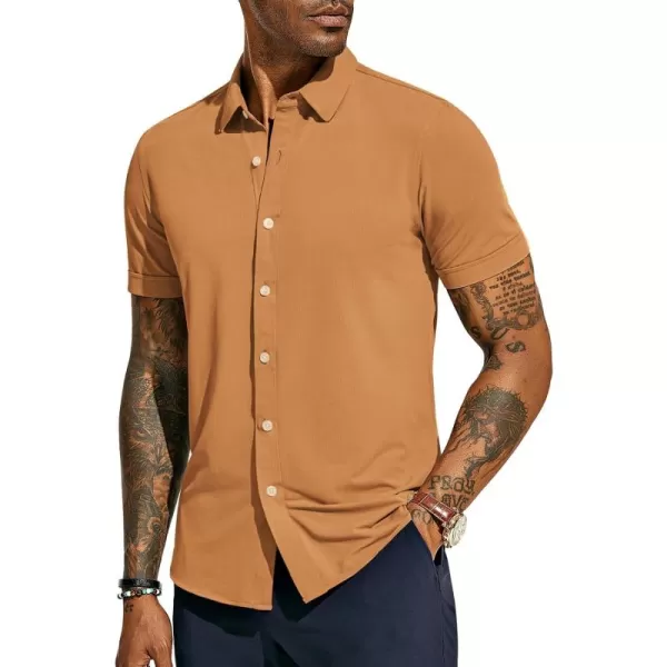 PJ PAUL JONES Mens Short Sleeve Casual Button Down Shirts 4-Way Stretch Travel Dress Shirt