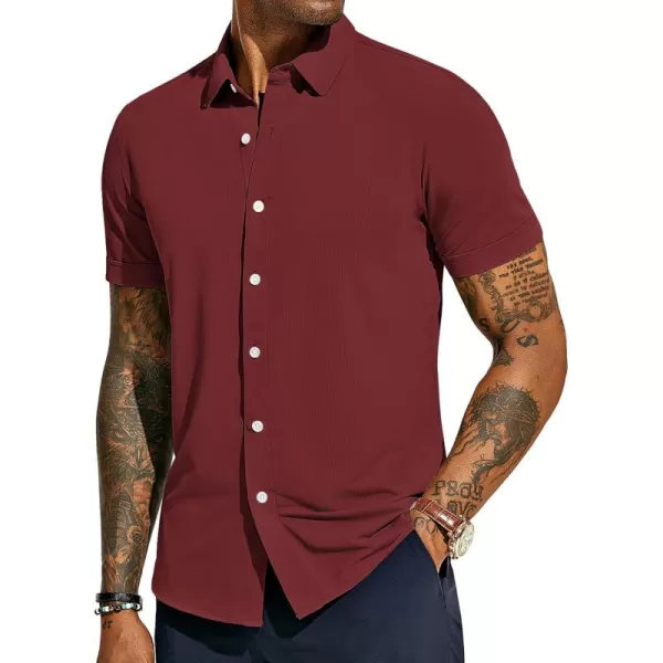 PJ PAUL JONES Mens Short Sleeve Casual Button Down Shirts 4-Way Stretch Travel Dress Shirt