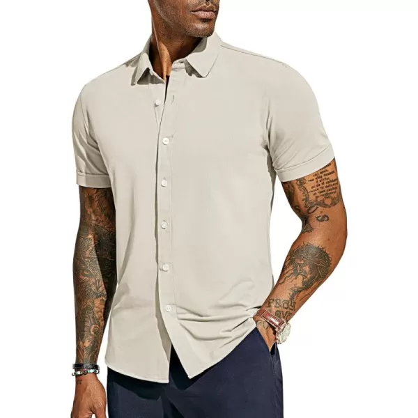 PJ PAUL JONES Mens Short Sleeve Casual Button Down Shirts 4-Way Stretch Travel Dress Shirt