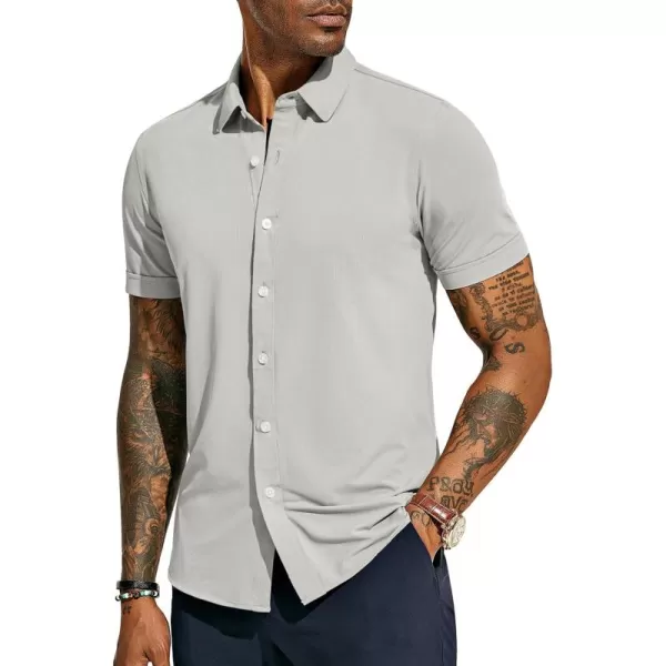 PJ PAUL JONES Mens Short Sleeve Casual Button Down Shirts 4-Way Stretch Travel Dress Shirt