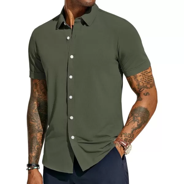 PJ PAUL JONES Mens Short Sleeve Casual Button Down Shirts 4-Way Stretch Travel Dress Shirt