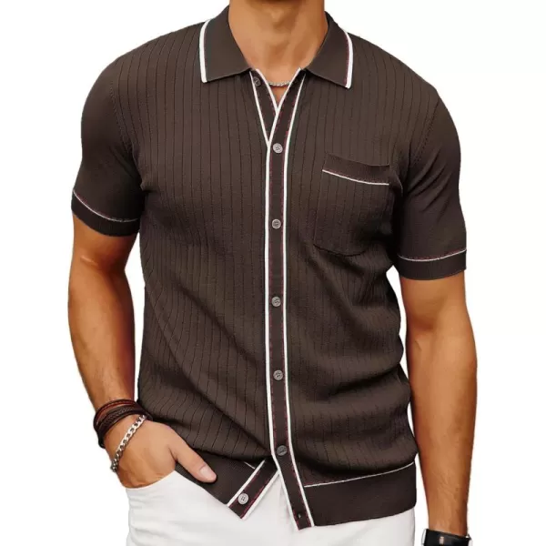 PJ PAUL JONES Men's Short Sleeve Knit Polo Shirt Vintage Button Down Golf Polo