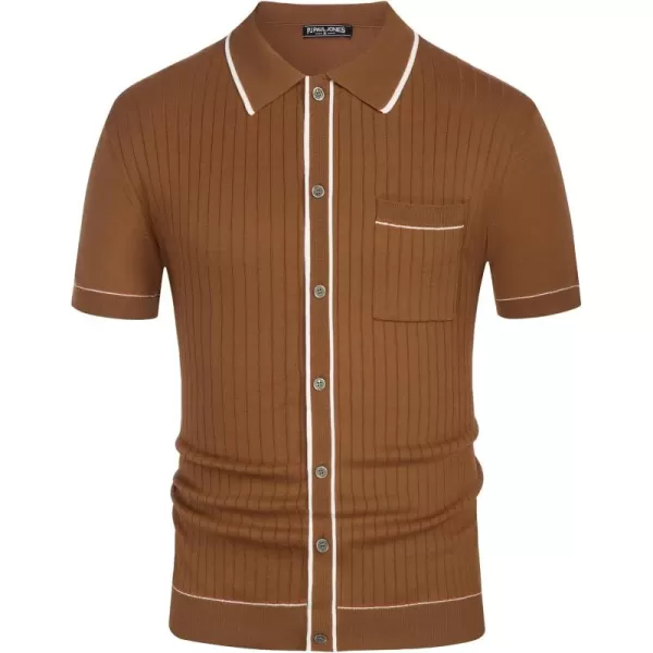 PJ PAUL JONES Men's Short Sleeve Knit Polo Shirt Vintage Button Down Golf Polo