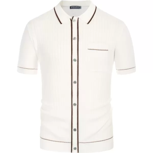PJ PAUL JONES Men's Short Sleeve Knit Polo Shirt Vintage Button Down Golf Polo