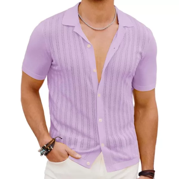PJ PAUL JONES Mens Short Sleeve Textured Knit Shirt Breathable Button Down Polo Shirt
