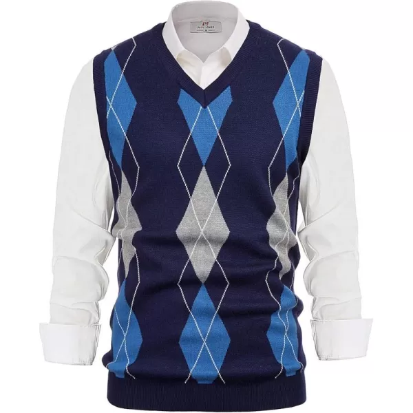 PJ PAUL JONES Men's Soft Argyle Sweater Vest Slim Fit V-Neck Knitted Pullover Vest