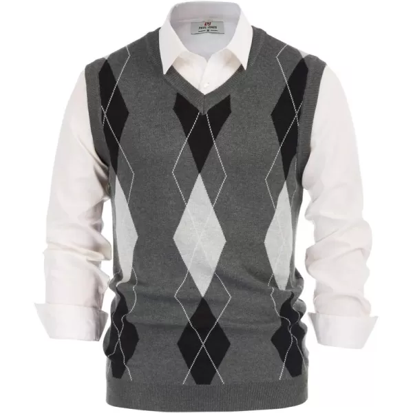 PJ PAUL JONES Men's Soft Argyle Sweater Vest Slim Fit V-Neck Knitted Pullover Vest