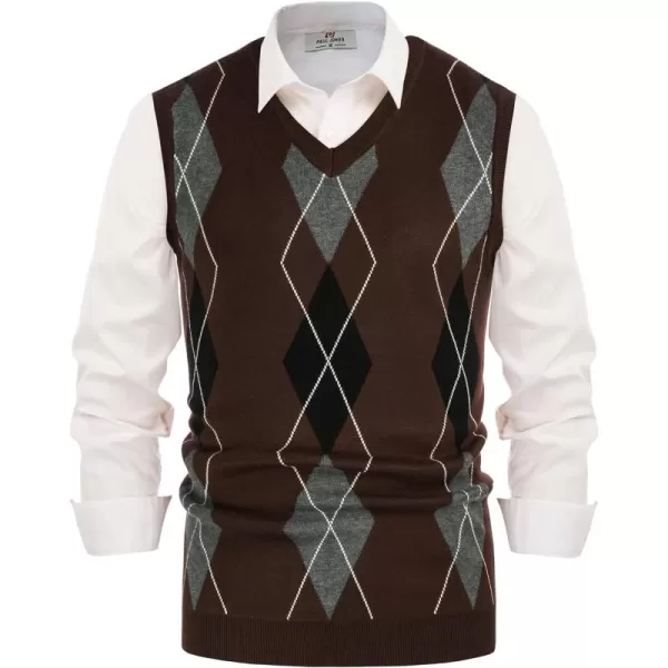 PJ PAUL JONES Men's Soft Argyle Sweater Vest Slim Fit V-Neck Knitted Pullover Vest
