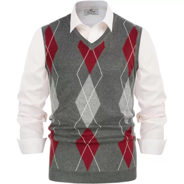 PJ PAUL JONES Men's Soft Argyle Sweater Vest Slim Fit V-Neck Knitted Pullover Vest