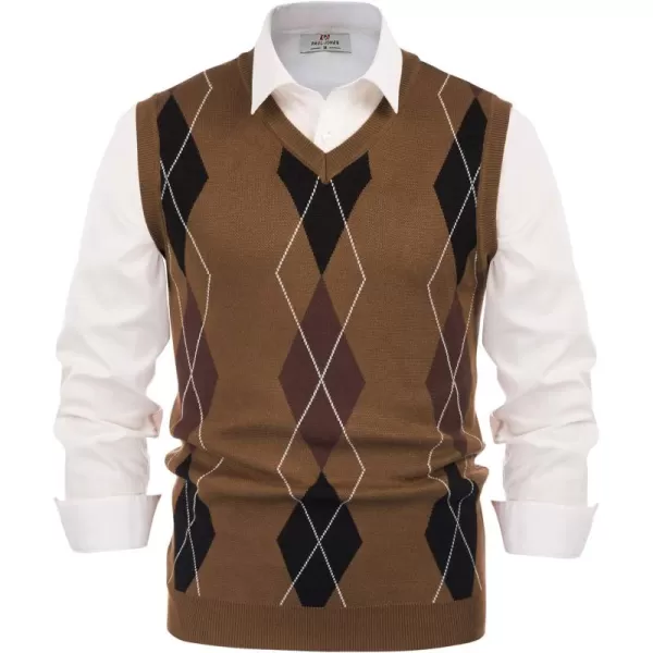 PJ PAUL JONES Men's Soft Argyle Sweater Vest Slim Fit V-Neck Knitted Pullover Vest