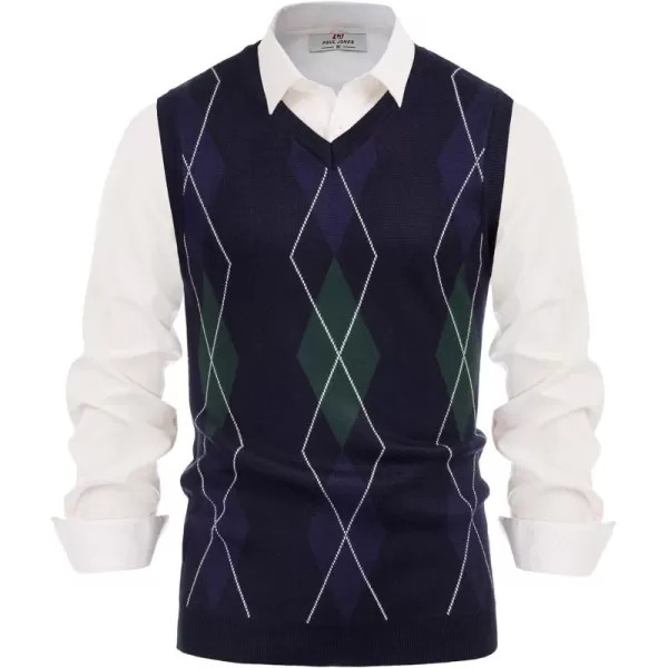 PJ PAUL JONES Men's Soft Argyle Sweater Vest Slim Fit V-Neck Knitted Pullover Vest