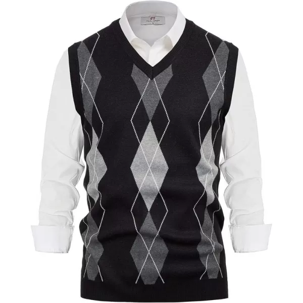 PJ PAUL JONES Men's Soft Argyle Sweater Vest Slim Fit V-Neck Knitted Pullover Vest