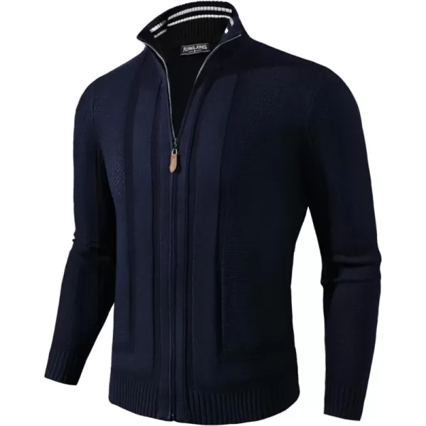 PJ PAUL JONES Mens Stand Collar Full Zip Cardigan Sweater Vintage Geometric Sweaters