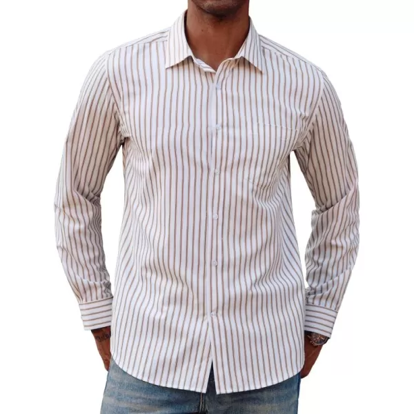 PJ PAUL JONES Men's Striped Button Down Shirts Long Sleeve Regular Fit Casual Shirts with Pocket