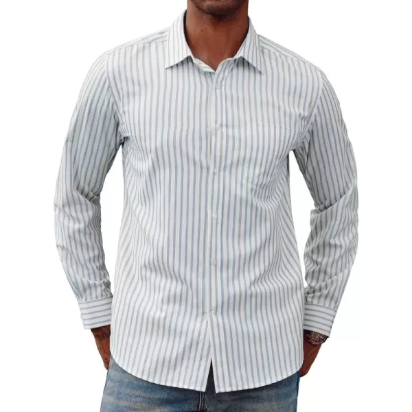 PJ PAUL JONES Men's Striped Button Down Shirts Long Sleeve Regular Fit Casual Shirts with Pocket