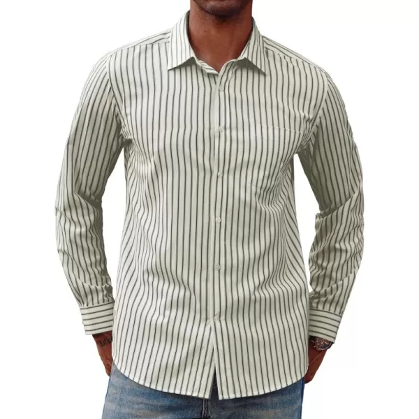 PJ PAUL JONES Men's Striped Button Down Shirts Long Sleeve Regular Fit Casual Shirts with Pocket