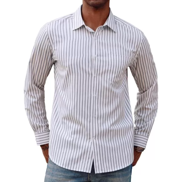PJ PAUL JONES Men's Striped Button Down Shirts Long Sleeve Regular Fit Casual Shirts with Pocket