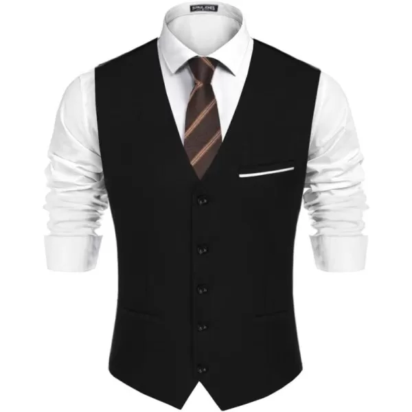 PJ PAUL JONES Mens Suit Vest Casual Business Waistcoat Formal Dress Vest for Wedding