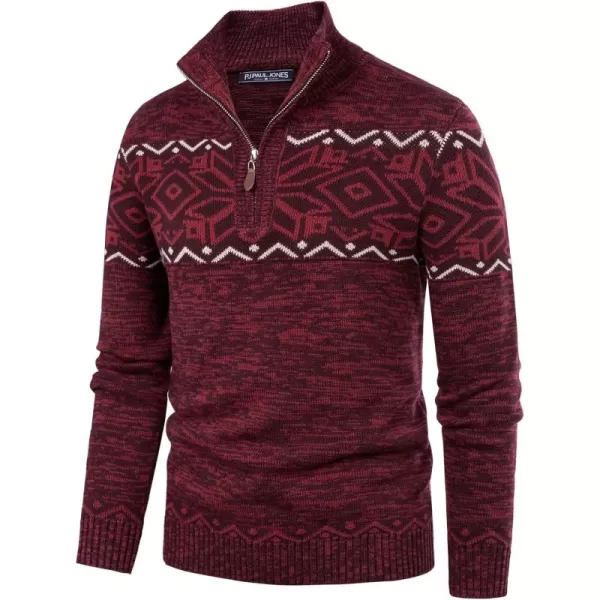 PJ PAUL JONES Men's Sweater Mock Neck Sweater Quarter Zip Ugly Christmas Sweater