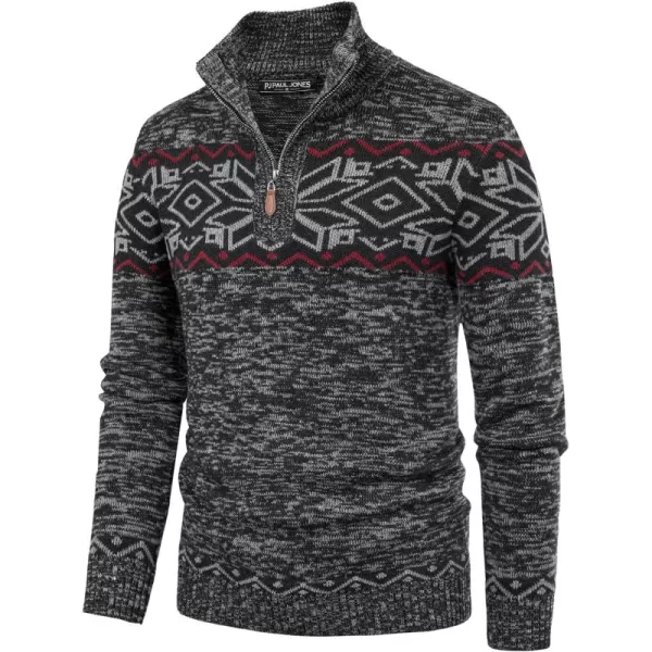 PJ PAUL JONES Men's Sweater Mock Neck Sweater Quarter Zip Ugly Christmas Sweater
