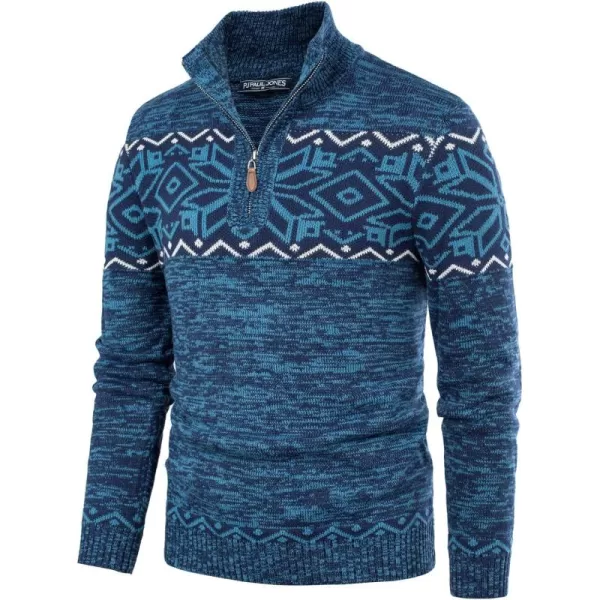 PJ PAUL JONES Men's Sweater Mock Neck Sweater Quarter Zip Ugly Christmas Sweater