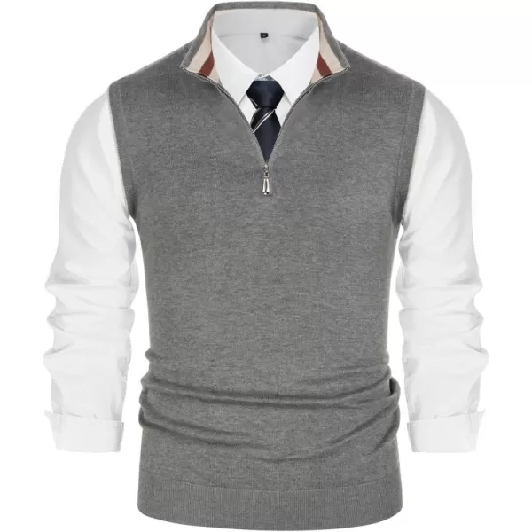 PJ PAUL JONES Mens Sweater Vest Quarter Zip Stand Collar Knitted Sweater Vests Sleeveless Pullover Knitwear