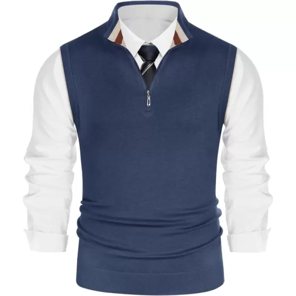 PJ PAUL JONES Mens Sweater Vest Quarter Zip Stand Collar Knitted Sweater Vests Sleeveless Pullover Knitwear