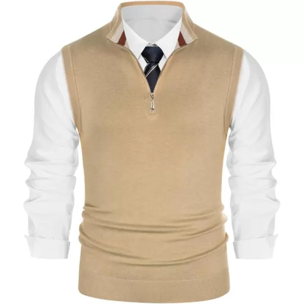PJ PAUL JONES Mens Sweater Vest Quarter Zip Stand Collar Knitted Sweater Vests Sleeveless Pullover Knitwear