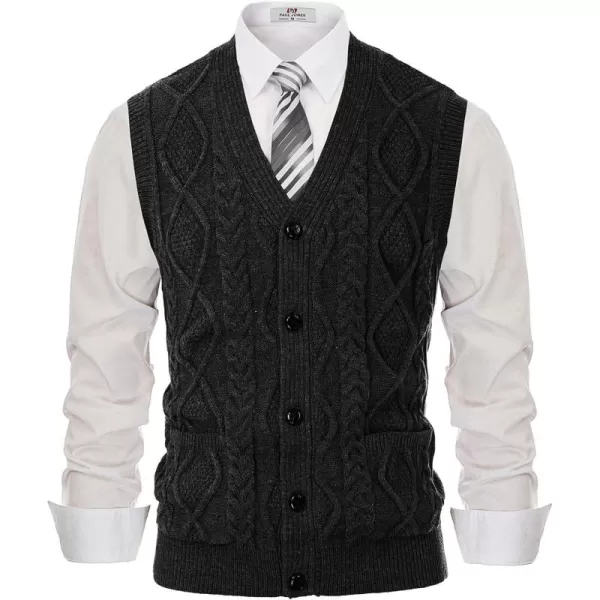 PJ PAUL JONES Men's Sweater Vest V-Neck Sleeveless Cable Knitted Cardigan Vest