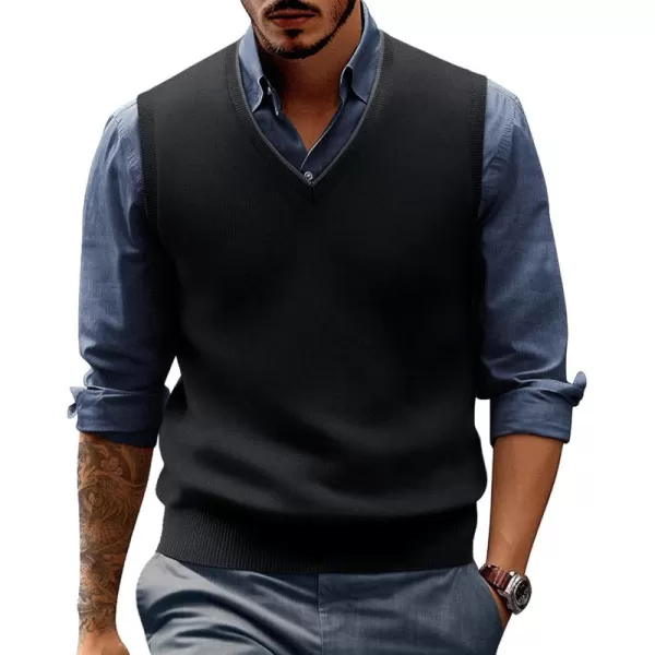 PJ PAUL JONES Mens Sweater Vest Wool Blended Knitted Vest Sweaters V-Neck Sleeveless Pullover Vests