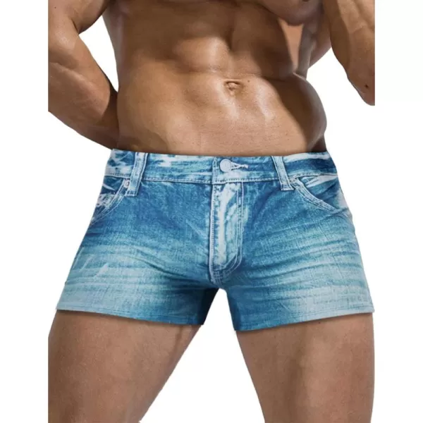 PJ PAUL JONES Men's Swim Trunks Denim Print Beach Swimwear Swimsuit Bikini Briefs