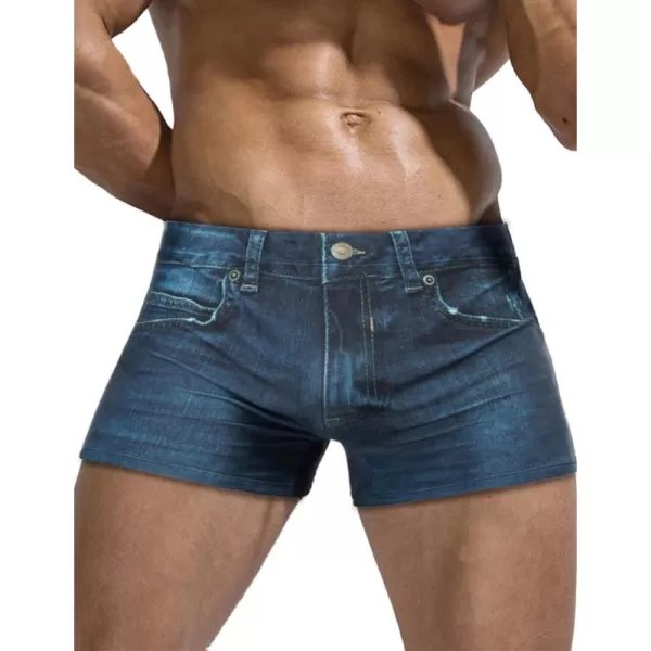 PJ PAUL JONES Men's Swim Trunks Denim Print Beach Swimwear Swimsuit Bikini Briefs