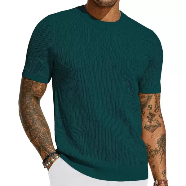 PJ PAUL JONES Men's T-Shirts Casual Knit Short Sleeve Crewneck Honeycomb Waffle Solid Knitted Pullover Tees