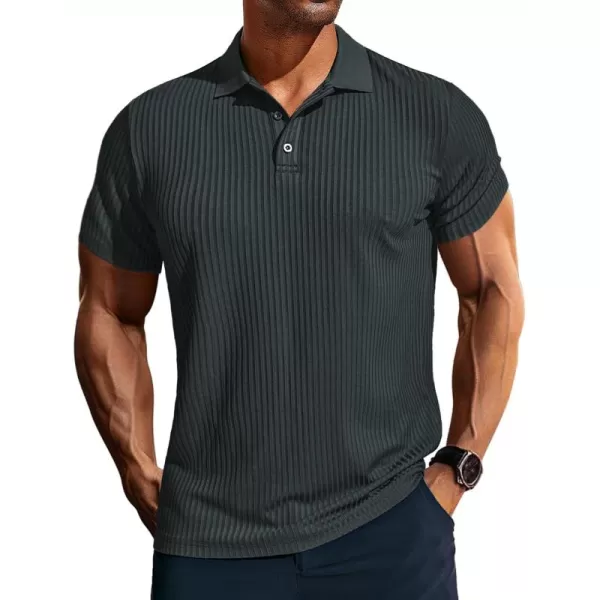 PJ PAUL JONES Mens Texture Polo Shirts Casual Wrinkle Free Elasticity Short Sleeve Knit Golf Shirt Tops