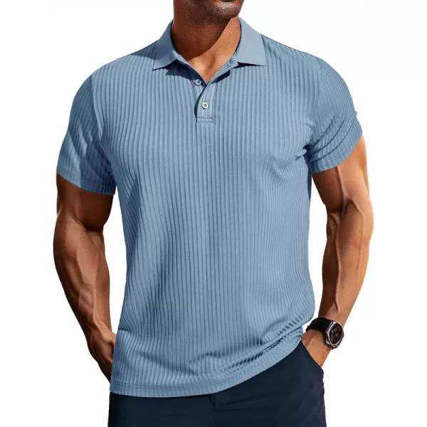 PJ PAUL JONES Mens Texture Polo Shirts Casual Wrinkle Free Elasticity Short Sleeve Knit Golf Shirt Tops